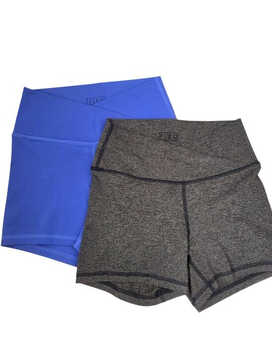 Fleo Pants - BUNDLE (2) FLEO High Rise Biker Shorts Running Blue Green Women's S